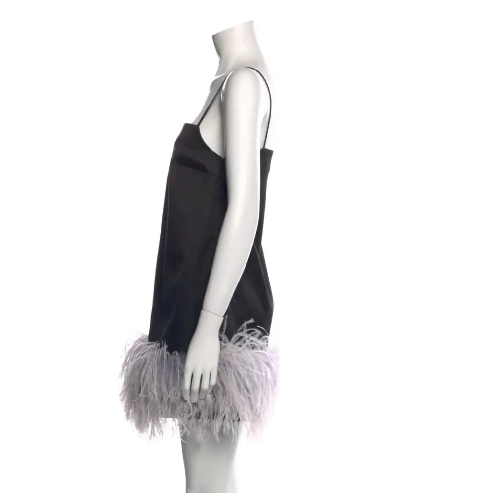 16ARLINGTON Black mini dress with feather trim - Picture 8 of 12